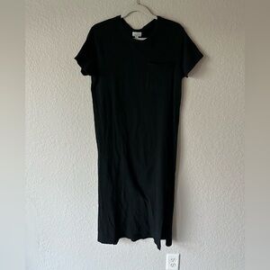 Mud Pie Black T-Shirt Midi Dress with Pocket – Women’s Size S